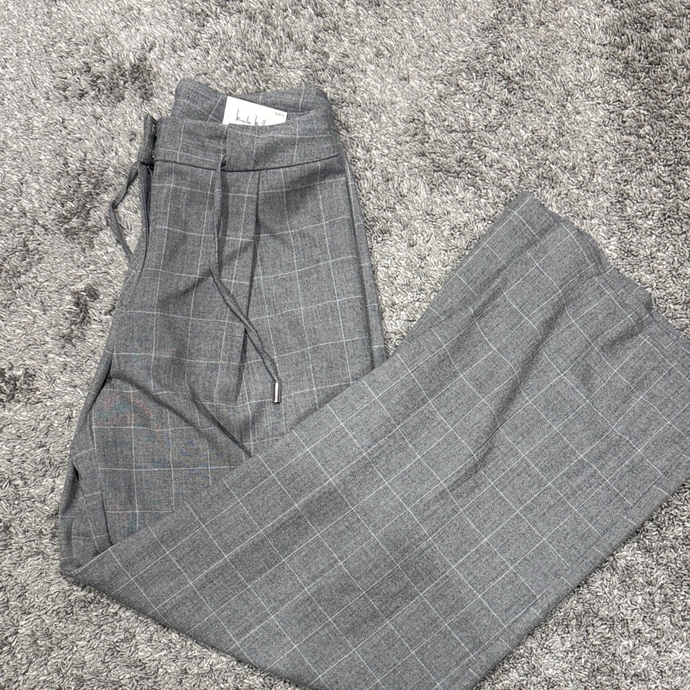 Nicole Miller Gray Plaid Wide Leg Pants